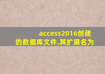 access2016创建的数据库文件,其扩展名为