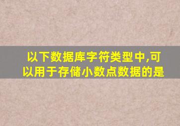 以下数据库字符类型中,可以用于存储小数点数据的是